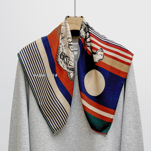 After 童趣几何桑蚕丝真丝羊毛丝巾围巾中方巾披肩女 虎头虎脑