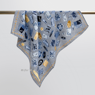 百搭通勤风丝巾秋冬季 时尚 系脖围巾女 牛仔印花羊毛中方巾 After