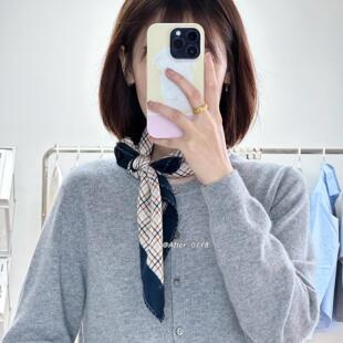 钩针花边 双面同色 真丝桑蚕丝羊毛丝巾方巾 蔚蓝海盐 After