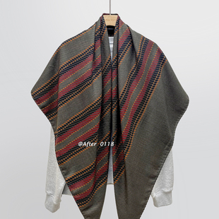 After 复古老钱风100精纺羊毛大披肩围巾大方巾女 巴黎旧梦