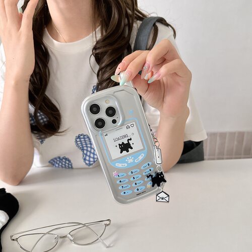 少女心大哥大银色信封黑猫适用苹果17promax手机壳16新款iphone15pro韩风14pm可爱13防摔15小众14少女Pro全包