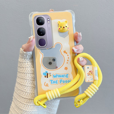 适用Vivo Y19S海外版手机壳Y29 5G国际版气囊Y19S Pro防摔硅胶V2419保护套软个性创意镜子斜挎挂绳卡通新款