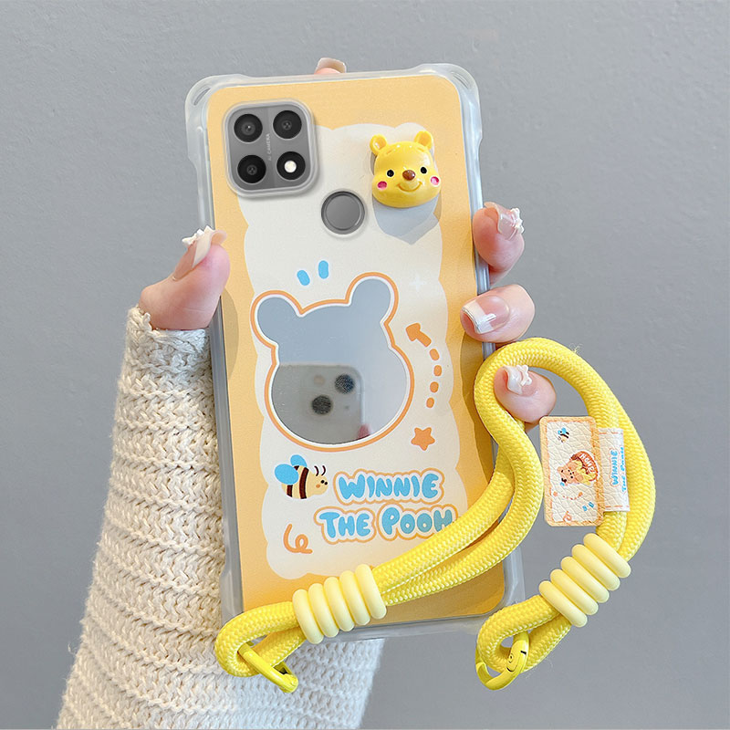 适用OPPO A15海外版手机壳A15S国际版CPH2179气囊防摔CPH2185硅胶保护套软个性创意斜挎镜面卡通可爱新款