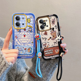 适用小米POCO C85海外版手机壳国际版防摔硅胶软全包边保护套个性创意卡通补妆镜子支架新款