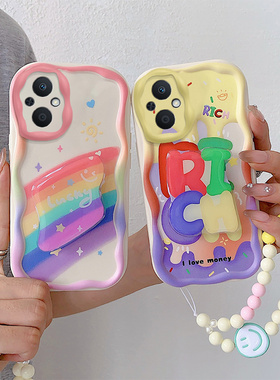 适用OPPO Reno7z 5G手机壳Reno8 Lite 5G保护套立体卡通Reno8z刺绣可爱创意Reno5Z手环防摔Reno6z硅胶软新款