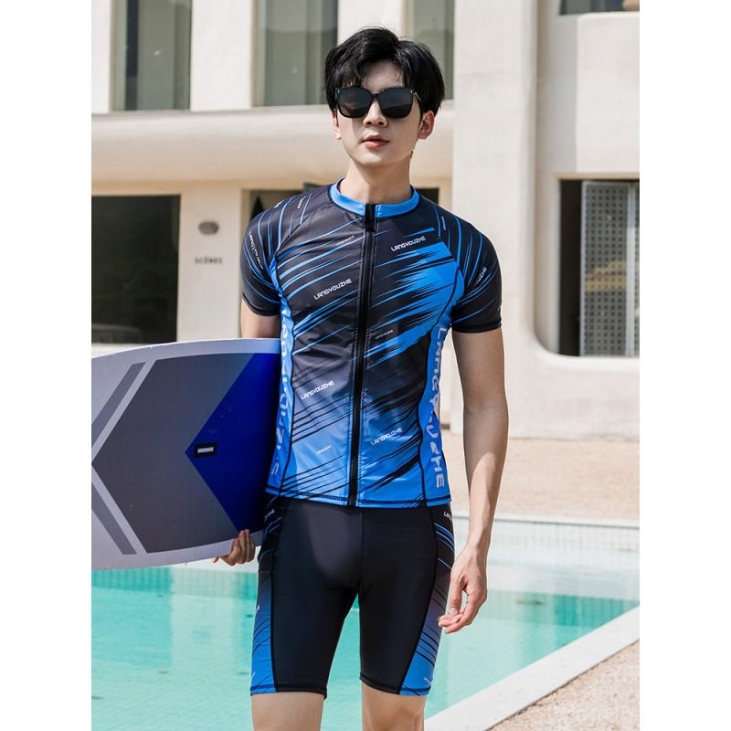 泳衣套装男款大码新款显瘦速干专业男士游泳衣加肥加大泡温泉泳装