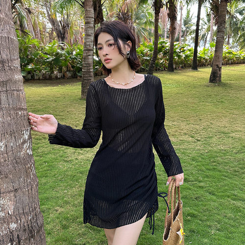 大码泳衣女200斤分体三件套长袖