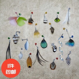 包邮迷你彩色小羽毛比赛逗猫棒替换头响纸条鸵鸟孔雀毛猫玩具挂件