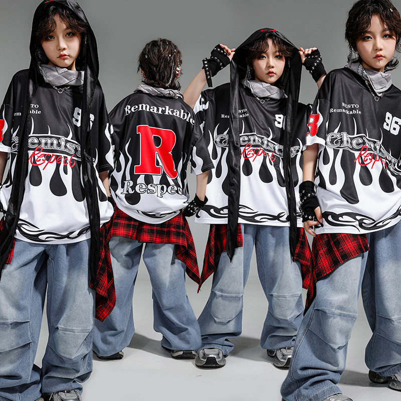 少儿街舞服hiphop嘻哈风格女装炸街时尚套装男女孩jazz爵士舞表演