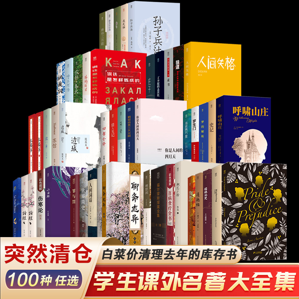 【清仓特价】正版全新纸质图书名著小说文学书籍低价便宜清仓甩卖 初高中学生寒暑假阅读语文课外书 罪与罚山海经局外人福尔摩斯等
