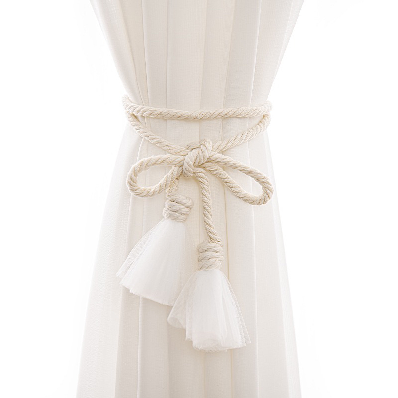 新款窗帘绑带现代简约绑纱棉绳可调节收拢扎带白色简易绑绳