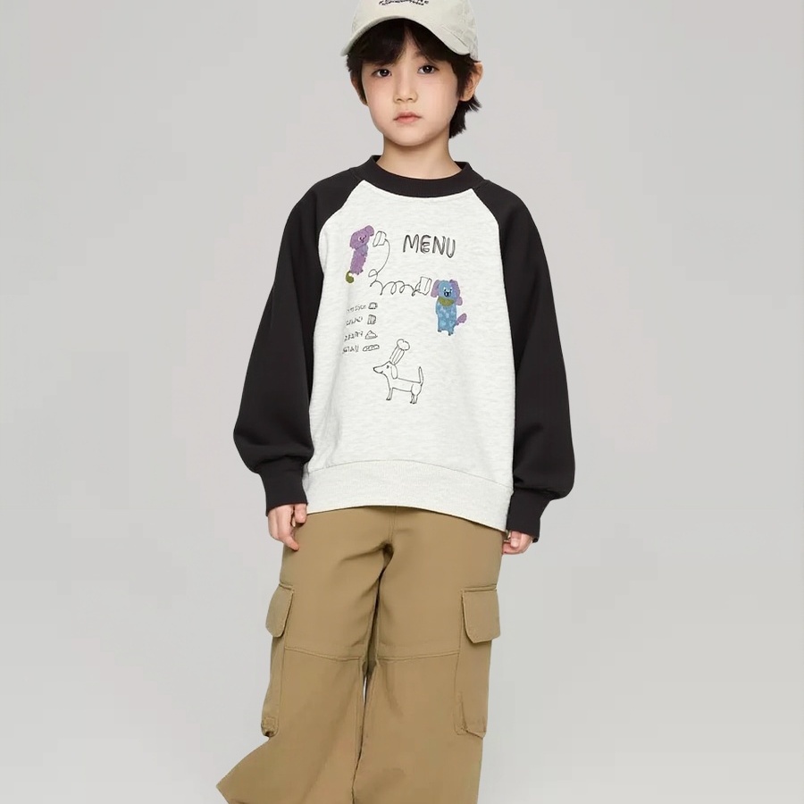 儿童卡通卫衣加绒圆领套头衫