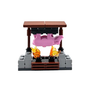 迷你烤猪摆件小颗粒拼装积木烤乳猪烤全猪野餐造景配件包农场小猪