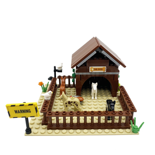 积木警犬狗舍小颗粒拼装益智积木狗窝摆件农庄造景配件包狗屋犬舍