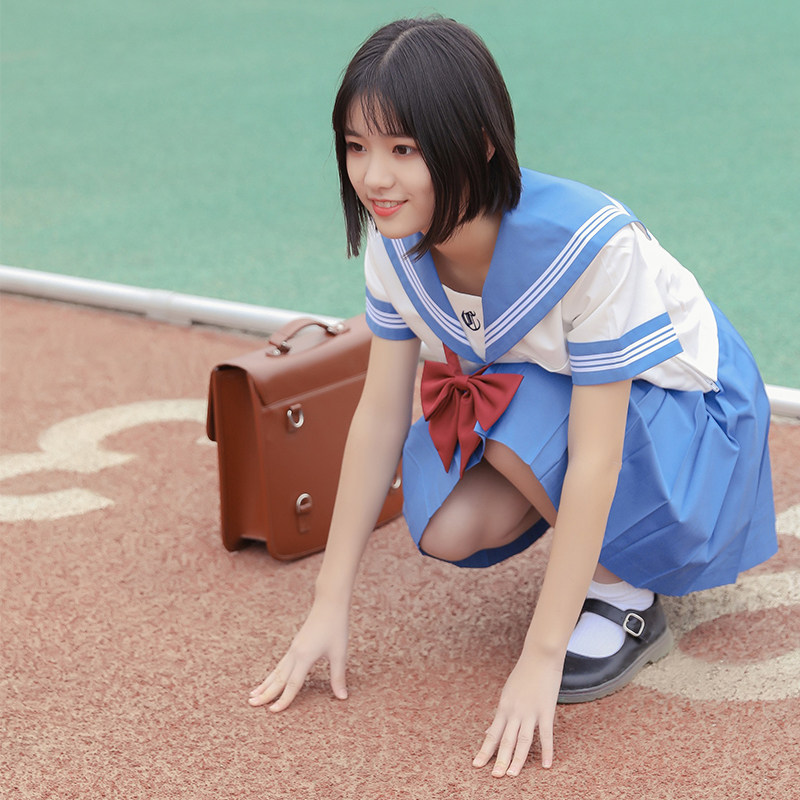 何仔不是jk家琉璃绀原创正统白三本水手制服裙女长袖非基础款jks