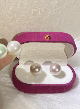 925纯银施家珍珠14mm耳钉女银蓝光高雅百搭