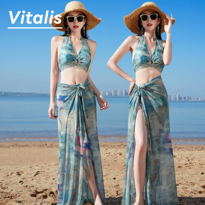 Vitalis海边度假bikini比基尼分体三件套沙滩温泉新款游泳衣女