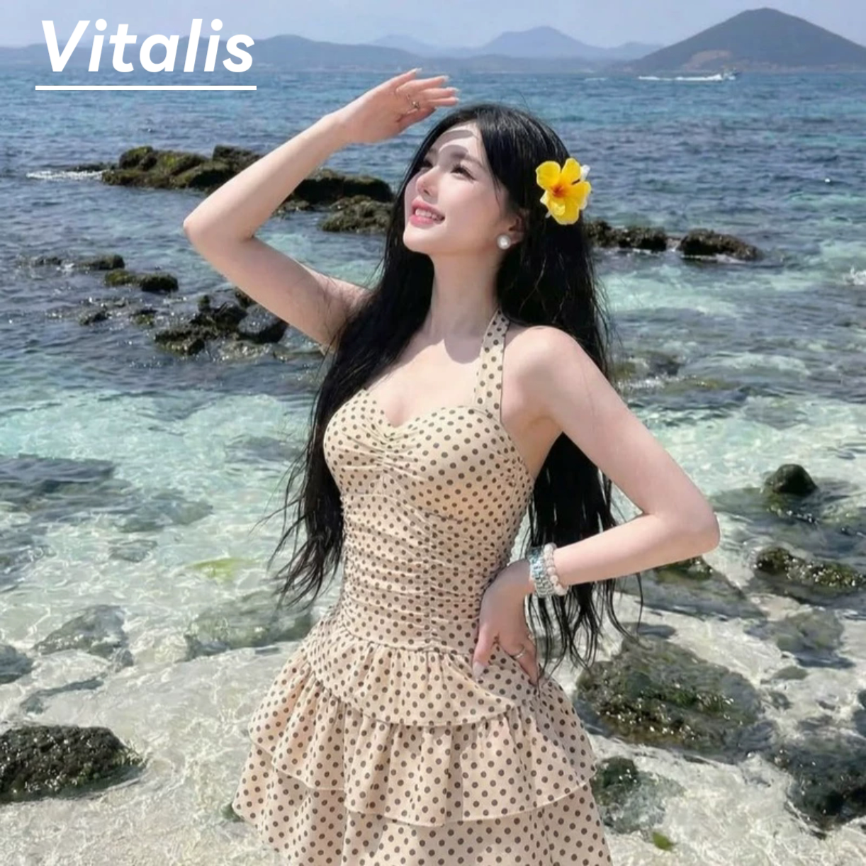 Vitalis复古波胆蛋糕裙连体衣