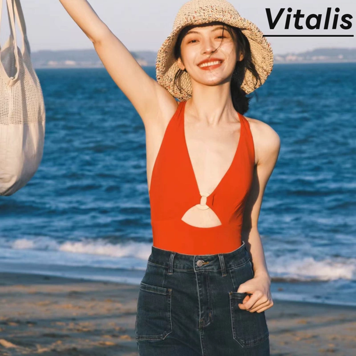 Vitalis复古港风连体泳衣
