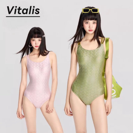 Vitalis新款双色烫金竞速泳衣女款专业运动训练三角连体泳装
