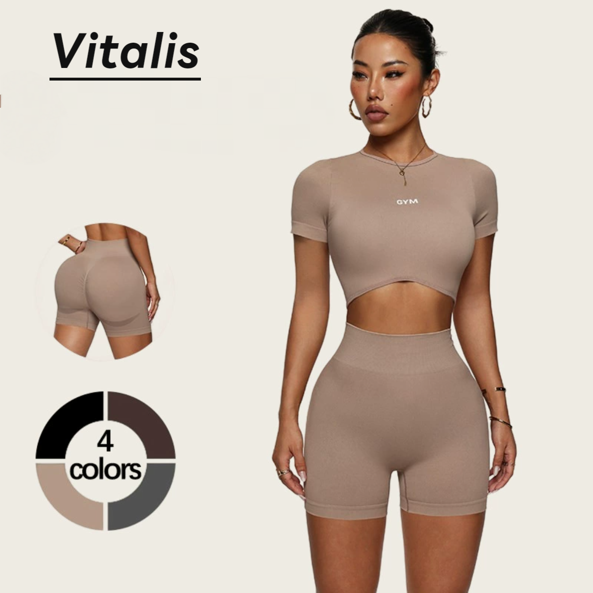 Vitalis高腰蜜臀显瘦瑜伽短裤