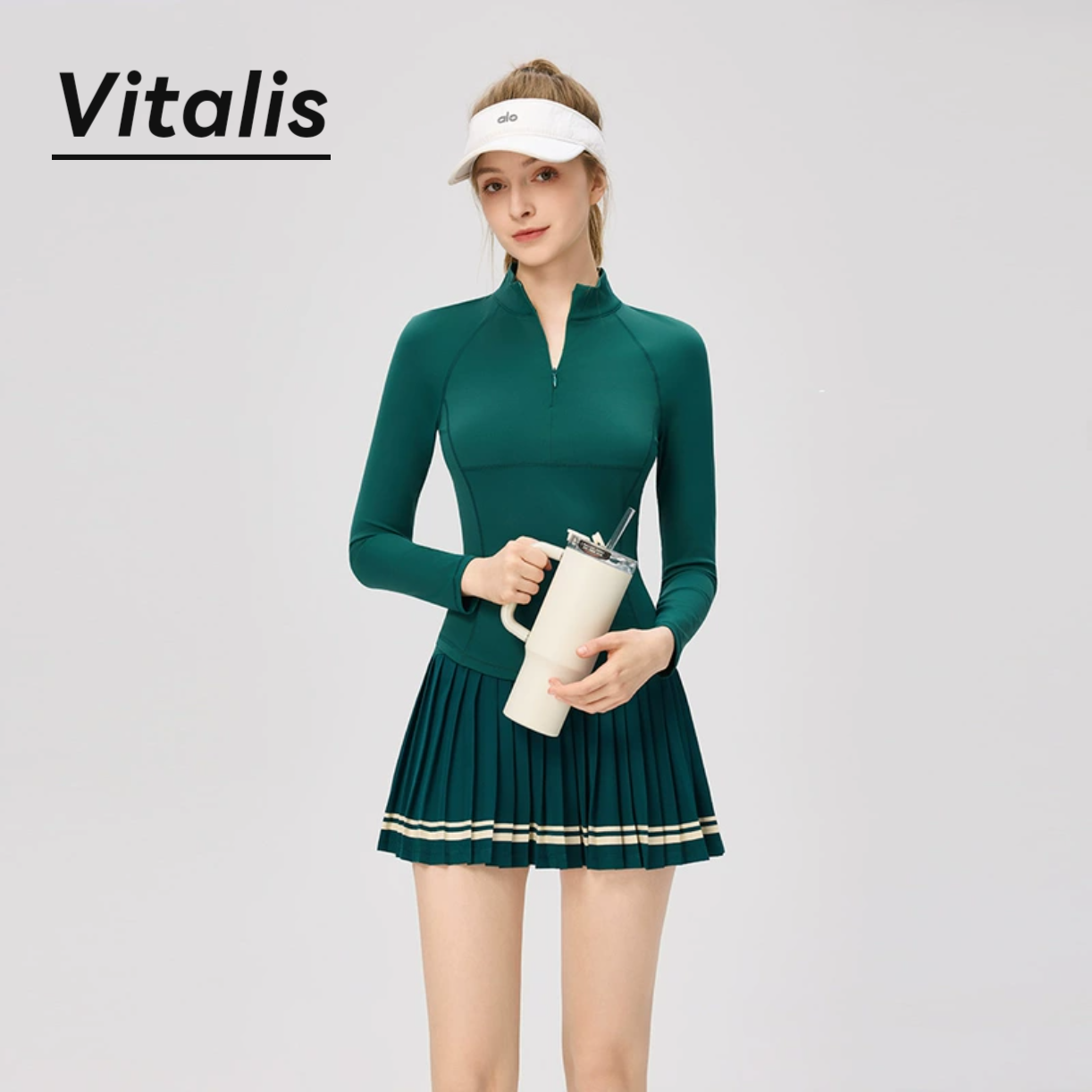 Vitalis网球修身百褶裙套装女
