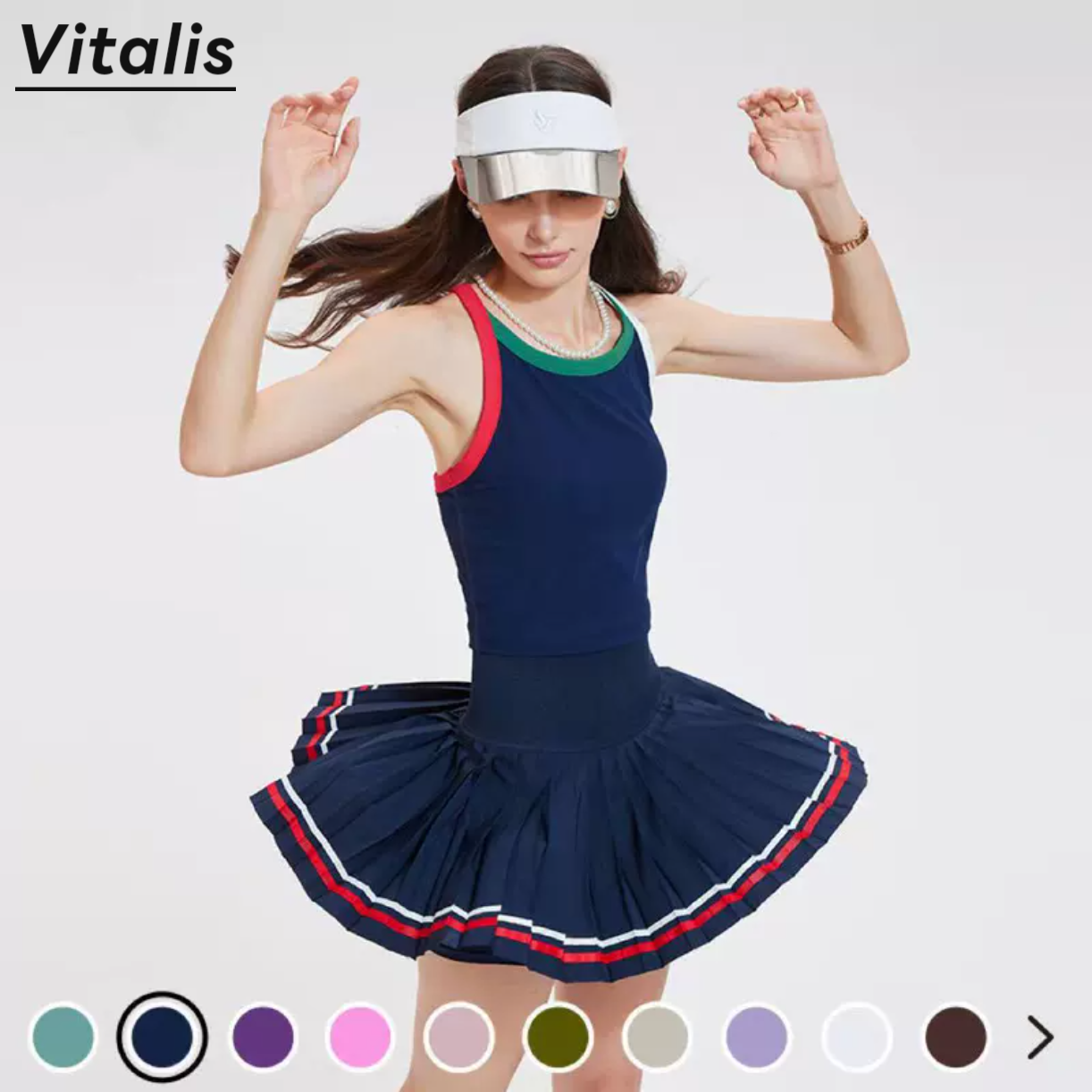 Vitalis网球服套装女夏一体防震瑜伽背心上衣速干羽毛球运动套装