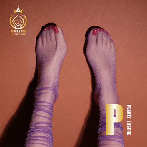 光沢带脚形闪光超薄开裆连裤丝袜