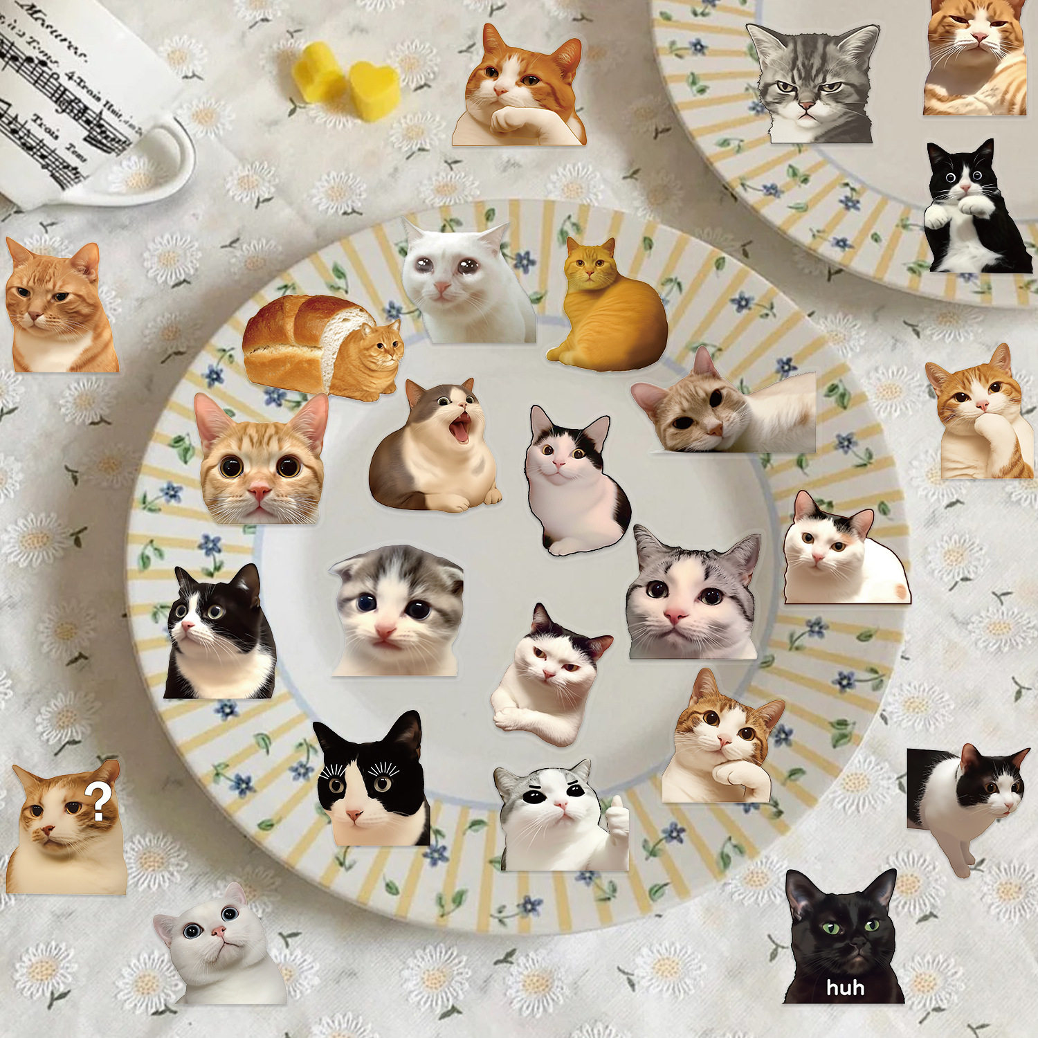 50张透明卡通复古猫咪贴纸包 防水透明PET手账装饰吉他笔记本贴纸,文具电教/文化用品/商务用品,贴纸/立体贴纸,淘宝优惠券,粉丝福利购,淘宝优惠卷