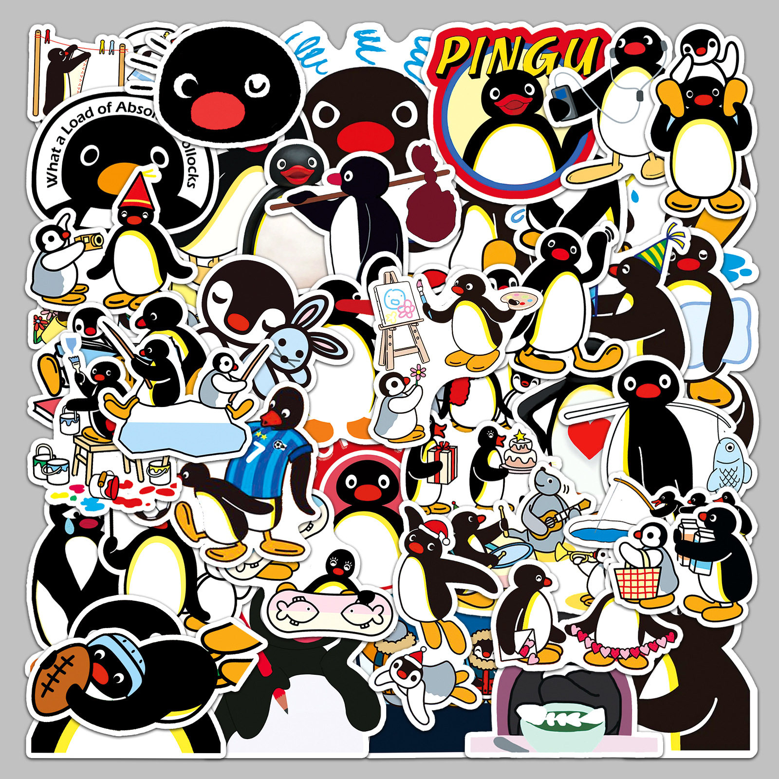 50张pingu动画企鹅家族卡通动物可爱防水装饰手机行李箱电脑贴纸