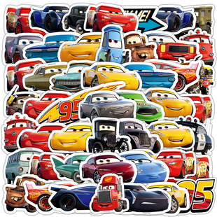 50张新款赛车总动员贴纸 正版授权DIY手账贴手机滑板赛车汽车贴画