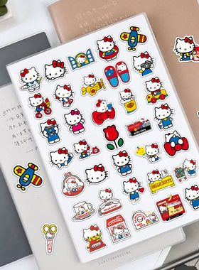 64张凯蒂猫HelloKittyKT猫儿童手账奖励文具水杯滑板防水装饰贴纸