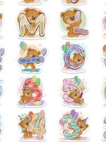 39 Cartoon bear English Pinyin letter and number stickers for children's early education cognitive learning stationery decorative stickers thumbnail 3