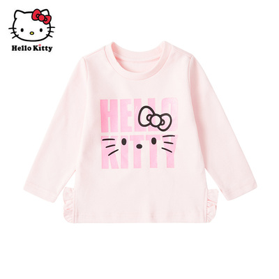 Hello Kitty春秋棉女童圆领可爱长袖T恤童装上衣休闲打底衫