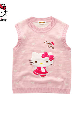 清仓Hello Kitty秋冬女童针织毛线裙子连衣裙背心裙羊毛线衣裙