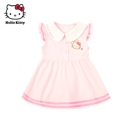 Hello Kitty凯蒂猫女童夏款连衣裙纯棉短袖公主裙子百褶裙