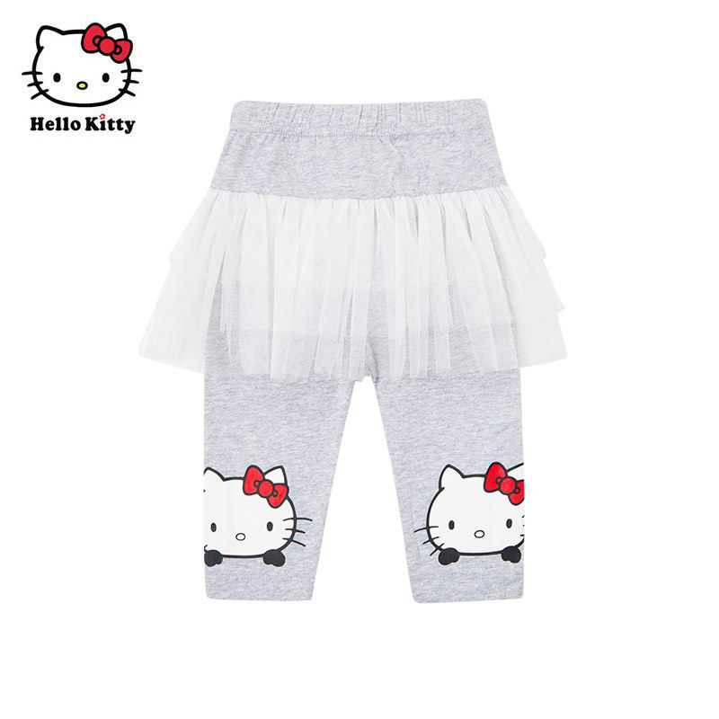 Hello Kitty童装女童夏款棉七分裤打底裤儿童网纱裙裤