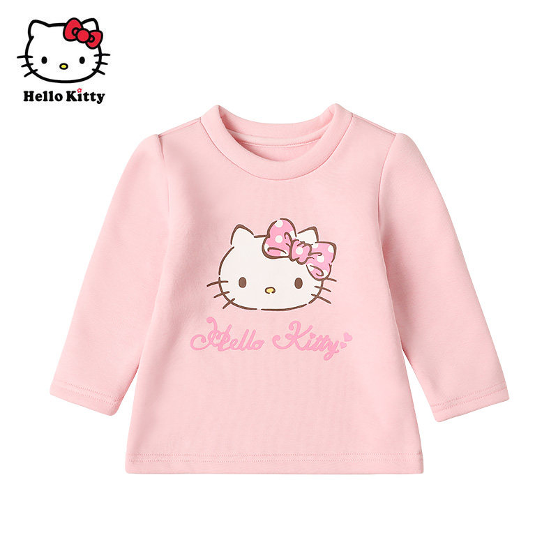 Hello Kitty秋款女童保暖加绒卫衣套头上衣儿童打底衫