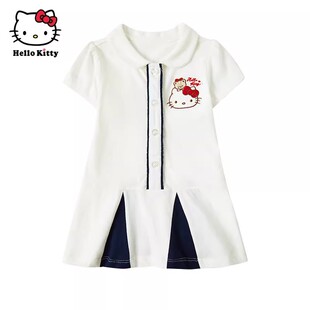 Hello Kitty凯蒂猫女童纯棉连衣裙夏季短袖卡通公主裙子