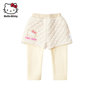 Hello Kitty冬款女童加绒打底裤长裤子冬款假两件休闲裤