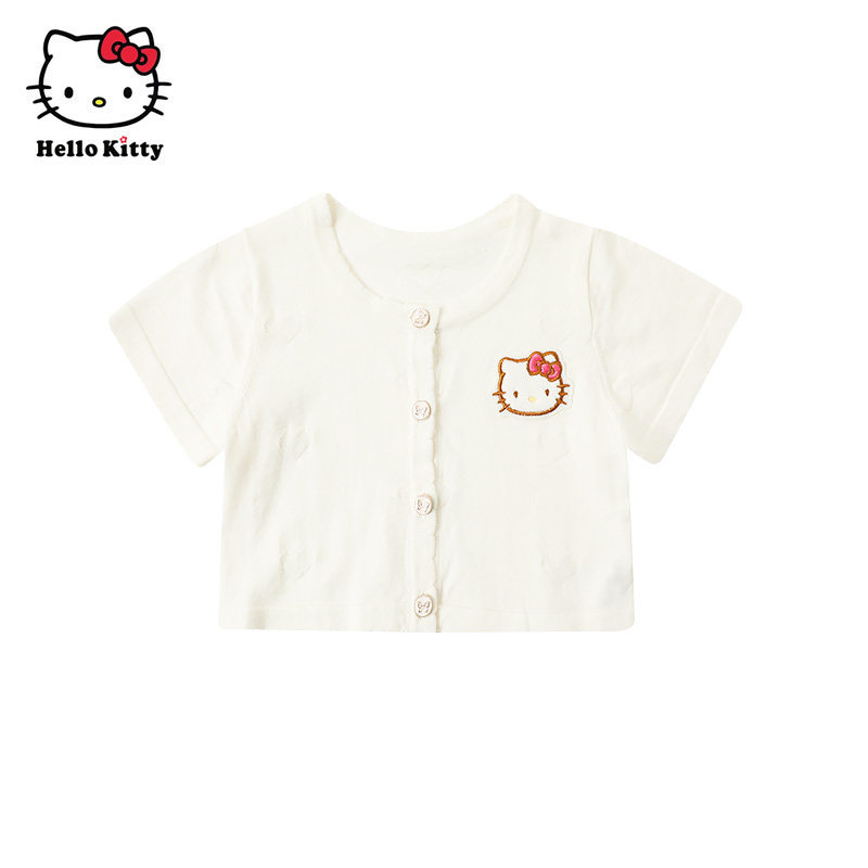 Hello Kitty童装女童短袖纯棉小外套短款线衫薄款