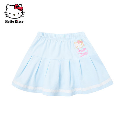 Hello kitty童装女童夏休闲半身裙棉短裙学院风裙子百褶裙