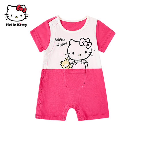 清仓Hello Kitty婴儿纯棉短袖连体衣夏薄卡通游戏装爬服宝宝装