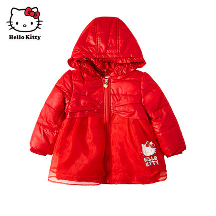 hello kitty童装冬女童连帽棉服保暖儿童夹棉外套
