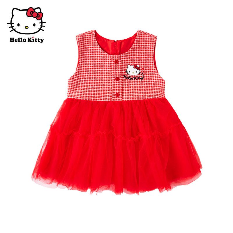 Hello Kitty童装女童连衣裙无袖网纱公主裙子洋装背心裙,童装/婴儿装/亲子装,连衣裙,淘宝优惠券,粉丝福利购,淘宝优惠卷