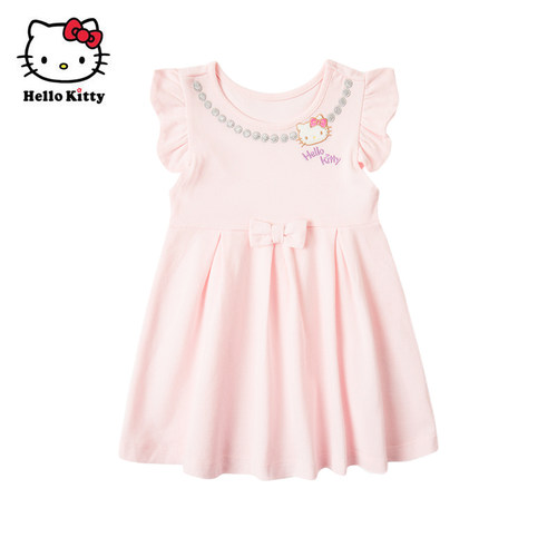 Hello Kitty童装女童春款短袖纯棉连衣裙洋装公主裙子