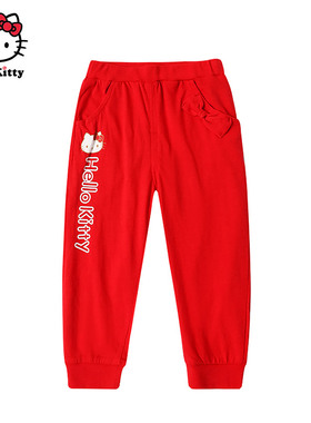 HelloKitty童装春秋纯棉女童休闲裤长裤卫裤运动裤子
