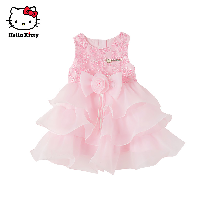 Hello Kitty童装女童春款无袖公主裙蓬蓬网纱裙子连衣裙