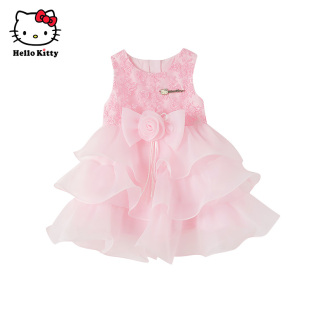 Hello Kitty童装女童春款无袖公主裙蓬蓬网纱裙子连衣裙