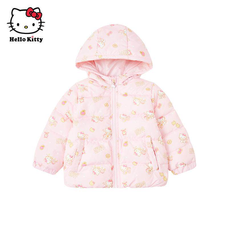 Hello Kitty冬童装女童白鸭绒短款厚连帽羽绒服羽绒外套